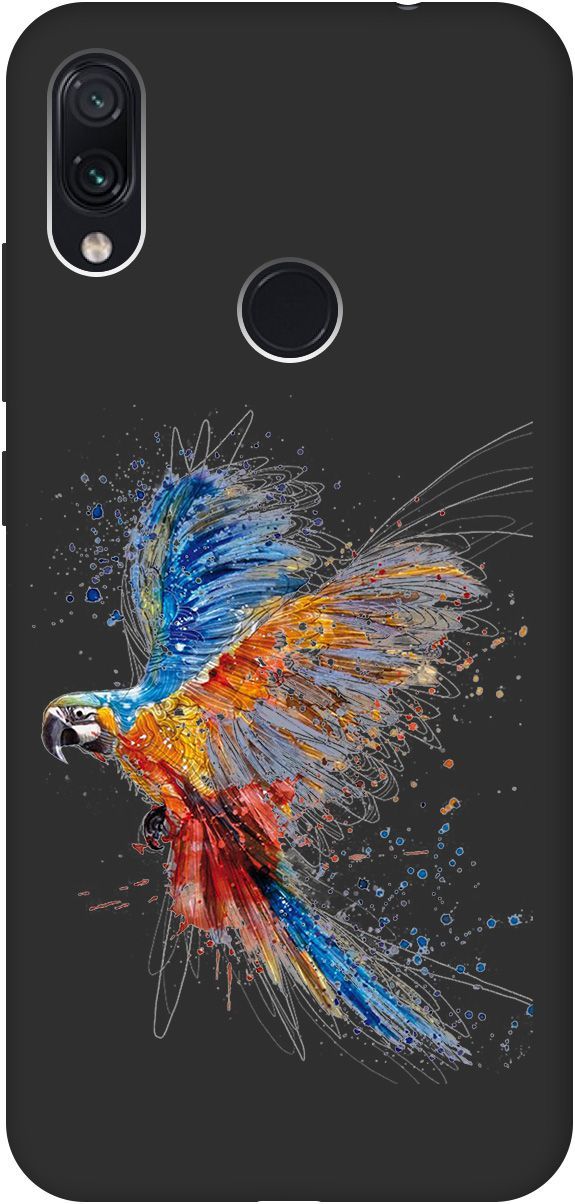 

Чехол на Xiaomi Redmi Note 7 "Colorful Parrot" черный, Черный;красный, 0