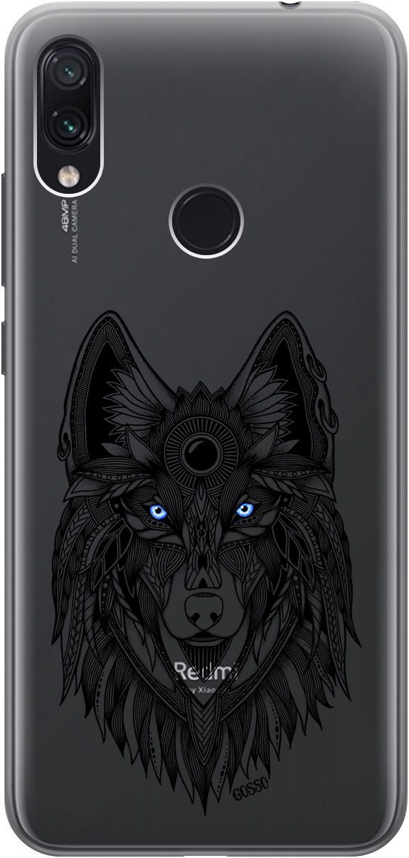 

Чехол на Xiaomi Redmi Note 7 "Grand Wolf" прозрачный, Прозрачный;голубой, 0