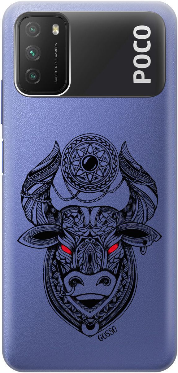 

Чехол на Xiaomi Redmi 9T "Grand Bull" прозрачный, Прозрачный;красный, 313