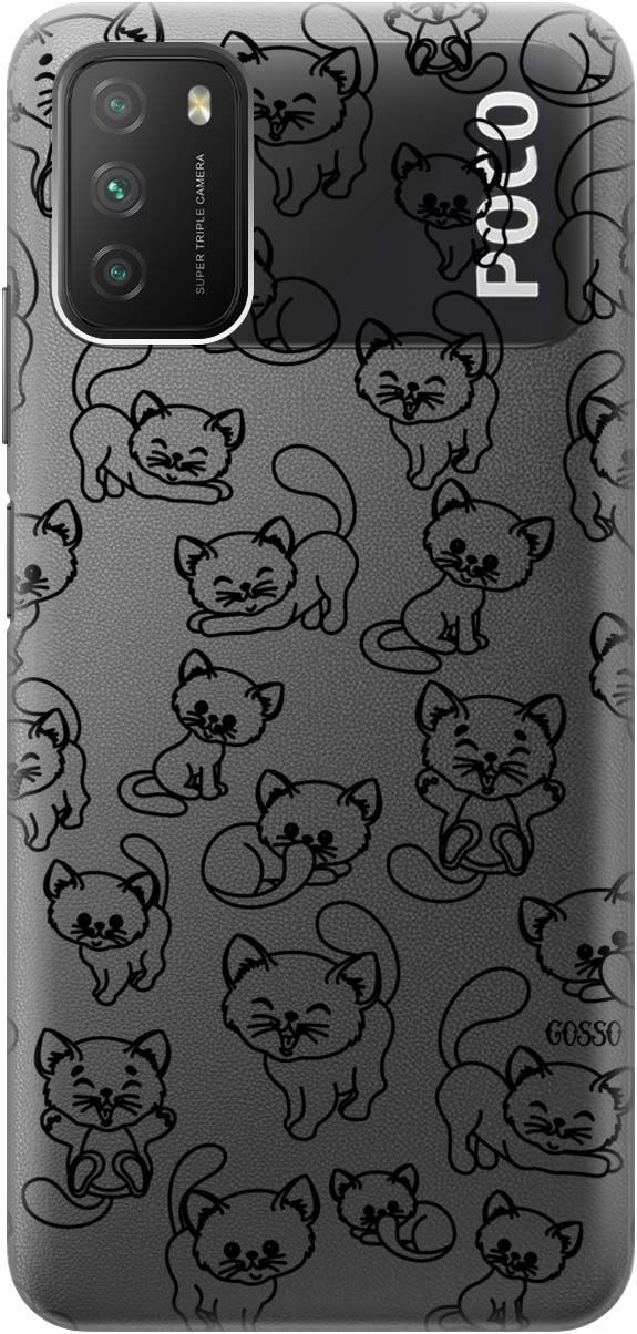 

Чехол на Xiaomi Redmi 9T "Cute Kitties" прозрачный, Прозрачный;черный, 313