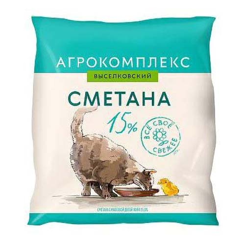 

Сметана Агрокомплекс Выселковский 15% БЗМЖ 400 г