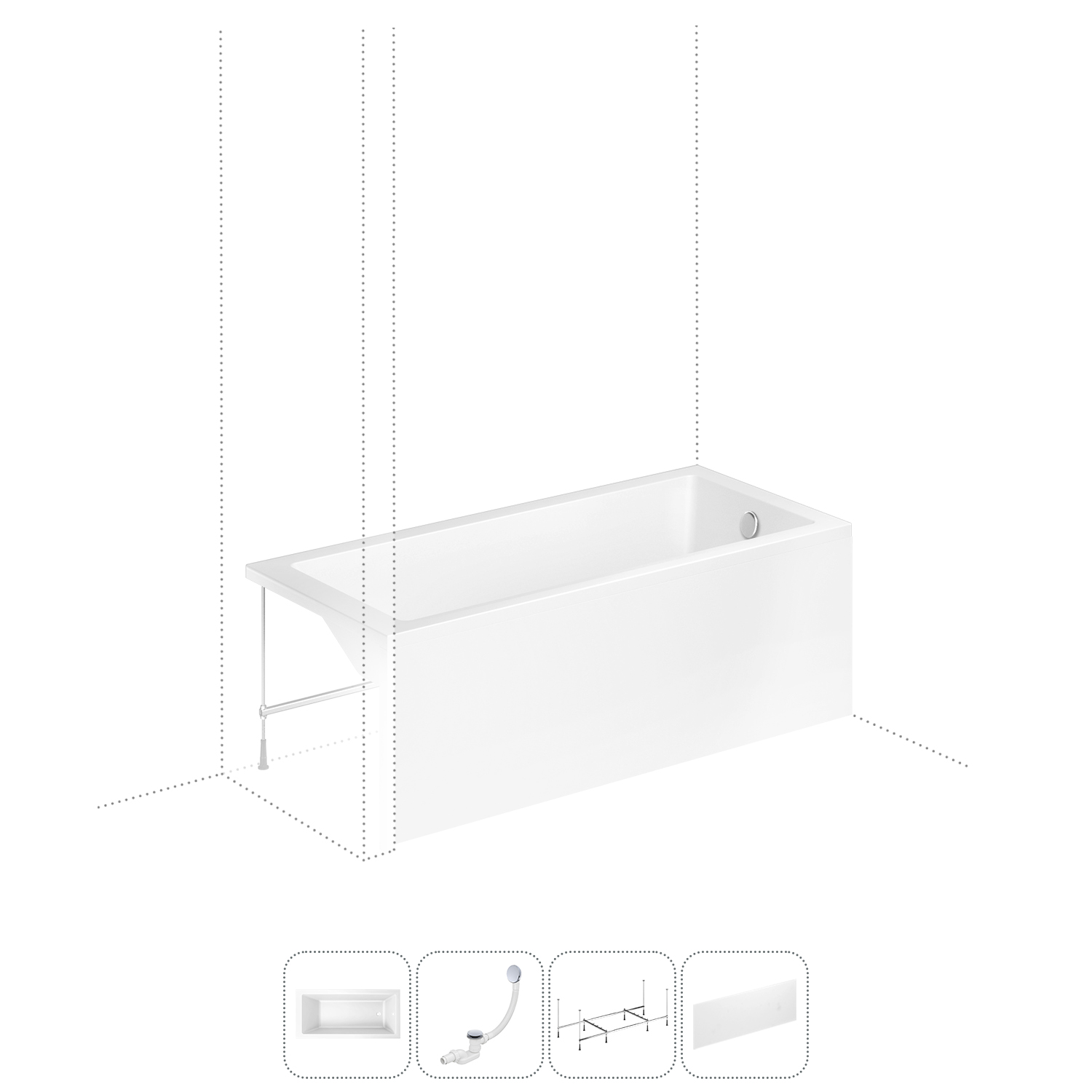 

Акриловая ванна 170x80 см Lavinia Boho Element 202011107 в наборе 4 в 1, Белый, bath_LB_sifon.Element.4v1