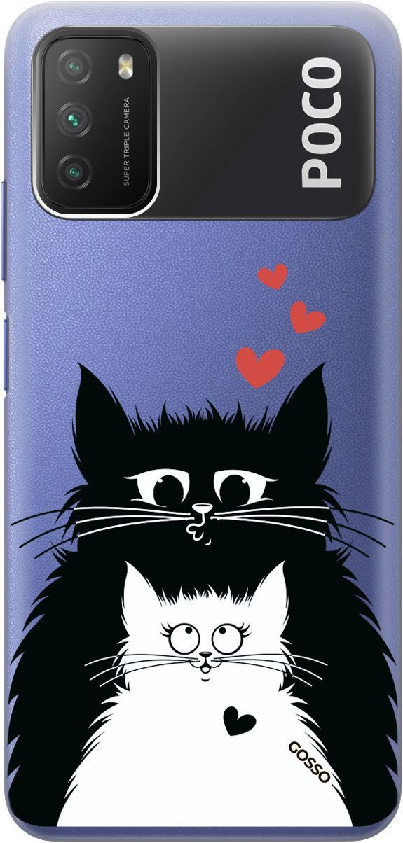 

Чехол на Xiaomi Redmi 9T "Cats in Love" прозрачный, Прозрачный;белый, 313