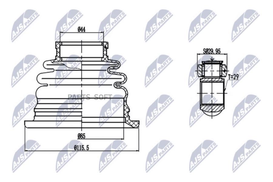 

Nty Npwms041 Шрус Mitsubishi Carisma Da 95-03