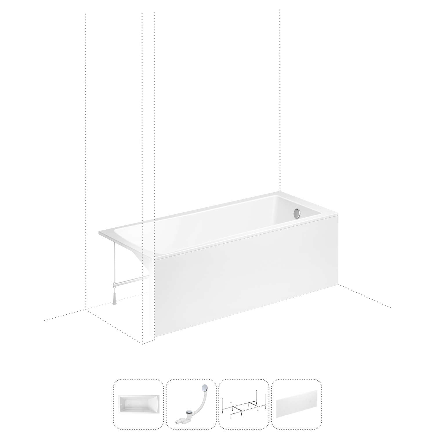 

Акриловая ванна 150x70 см Lavinia Boho One 202011113 в наборе 4 в 1, Белый, bath_LB_sifon.Grance Hill.4v1