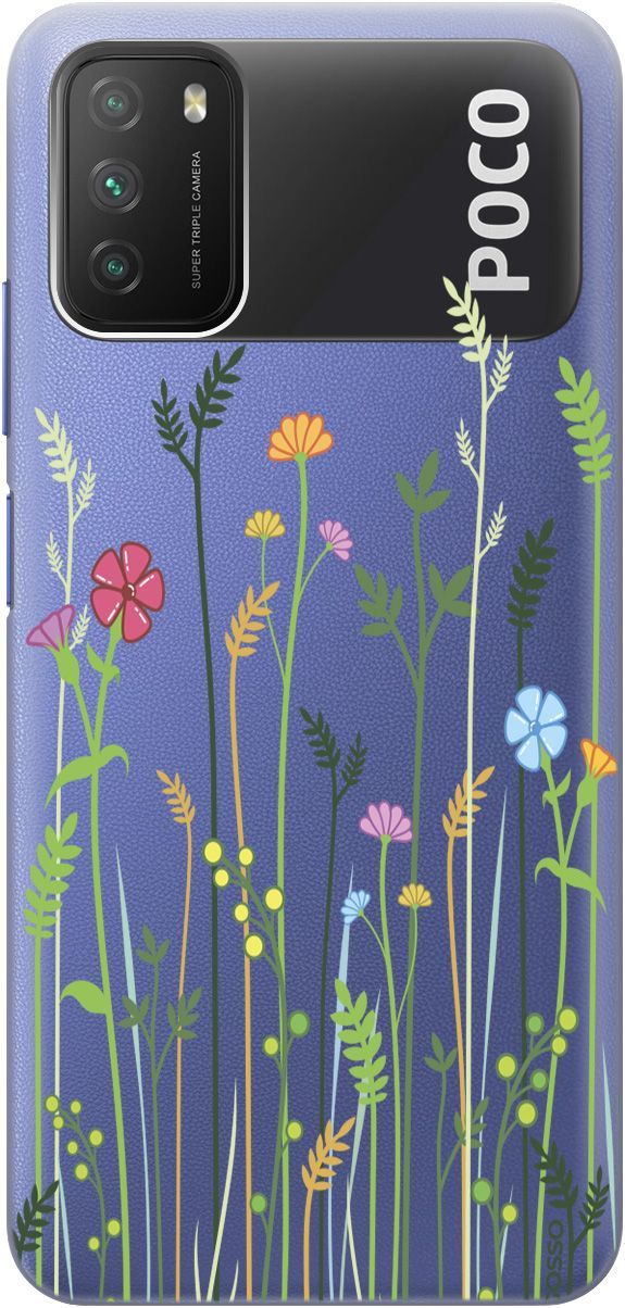 

Чехол на Xiaomi Redmi 9T "Flowers and Fern" прозрачный, Прозрачный;желтый, 313