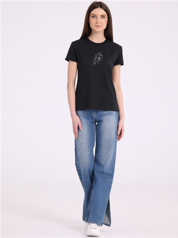 

Футболка женская Апрель ф269001000Р1 черная 84/164, Черный, ф269001000Р1