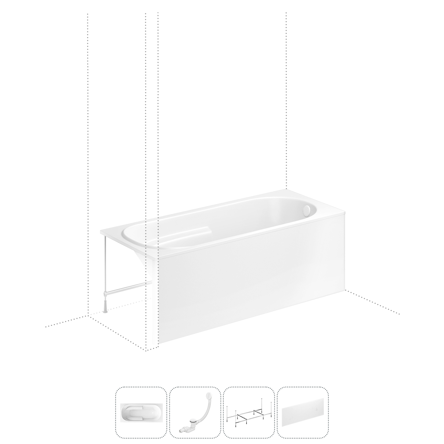 

Акриловая ванна 160x75 см Lavinia Boho Bristol 202011144 в наборе 4 в 1, Белый, bath_LB_sifon.One.5v1