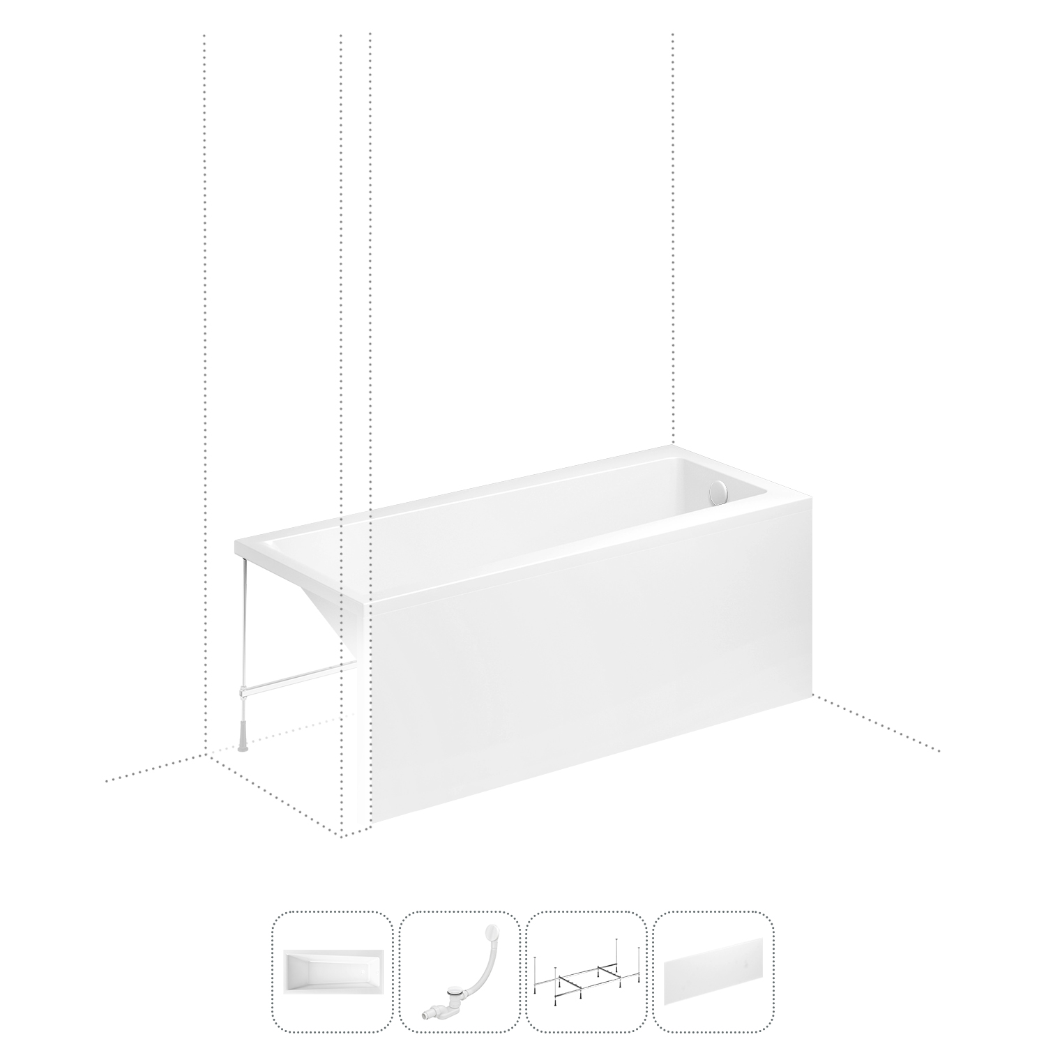 

Акриловая ванна 150x75 см Lavinia Boho Rock 202011166 в наборе 4 в 1, Белый, bath_LB_sifon.Rock.4v1