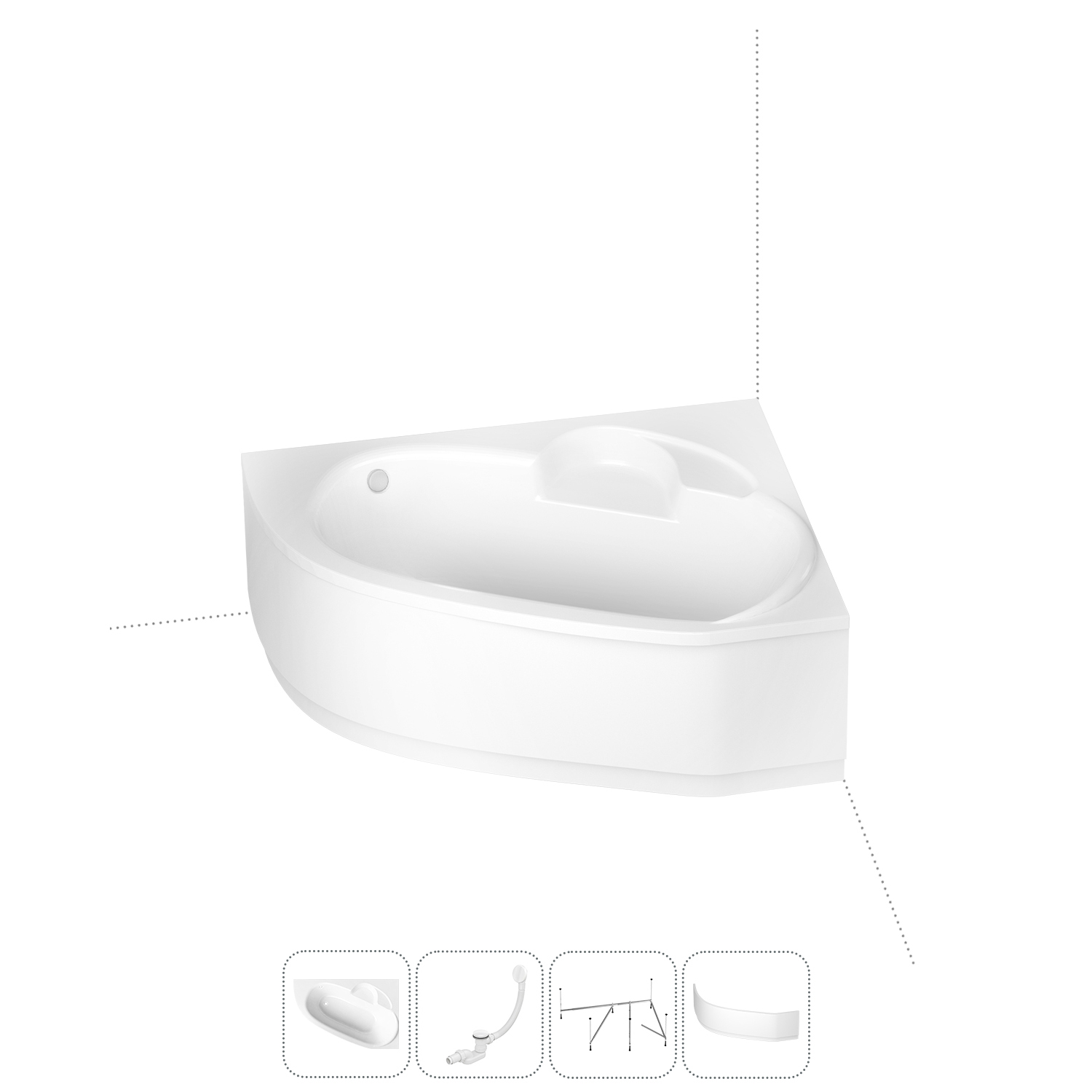 

Угловая ванна акриловая 140x95 Lavinia Boho Bell Pro 202011170 набор 4 в 1, правая, Белый, bath_LB_sifon.Bell Pro.4v1