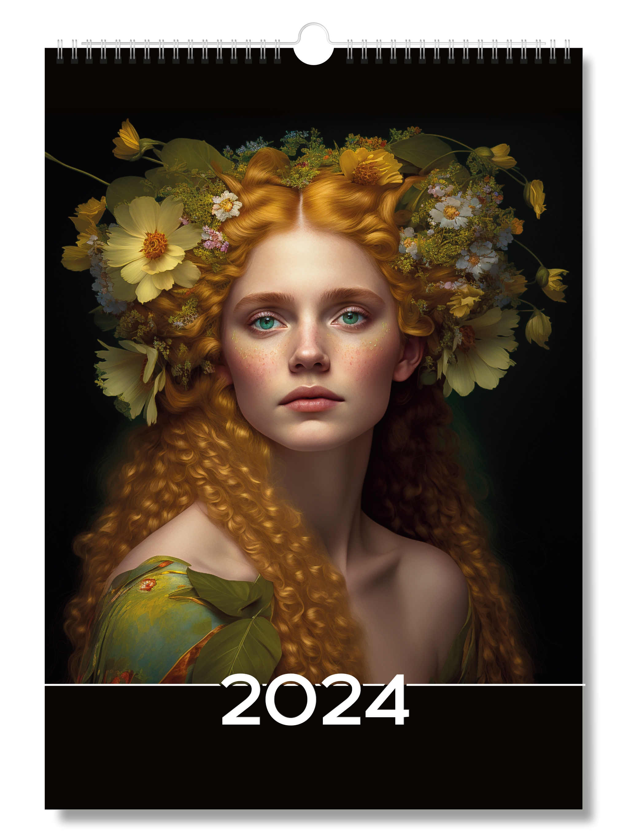 Календарь настенный перекидной на 2024 год, Женщины в цветах, формат А3