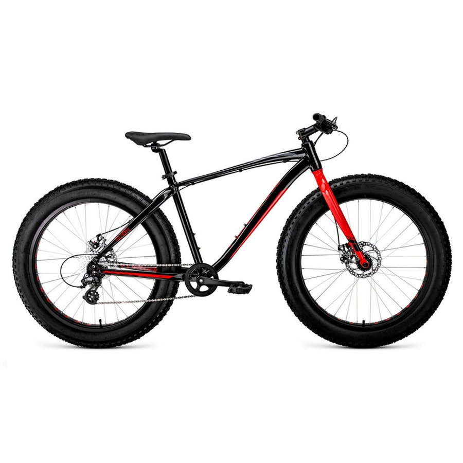 

Велосипед горный фэтбайк Forward Bizon 26 D рама 18" черно-красный, Черный;красный
