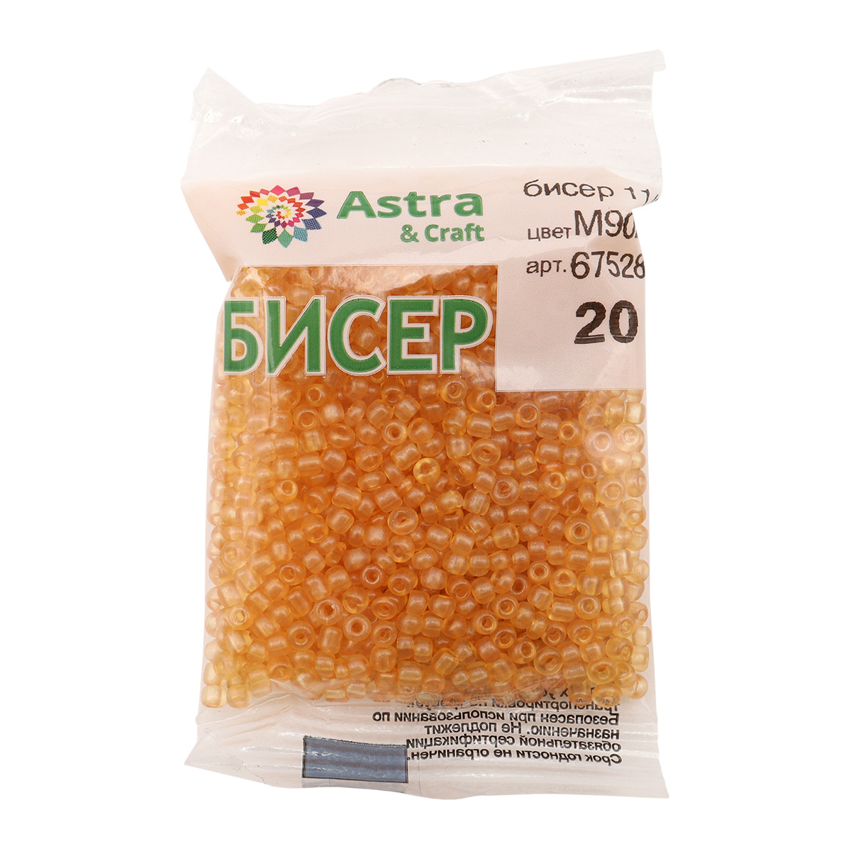 

Бисер Astra&Craft стекло, 11/0 (M902 светло-золотой прозрачный, матовый), 20г*10уп, Золотистый