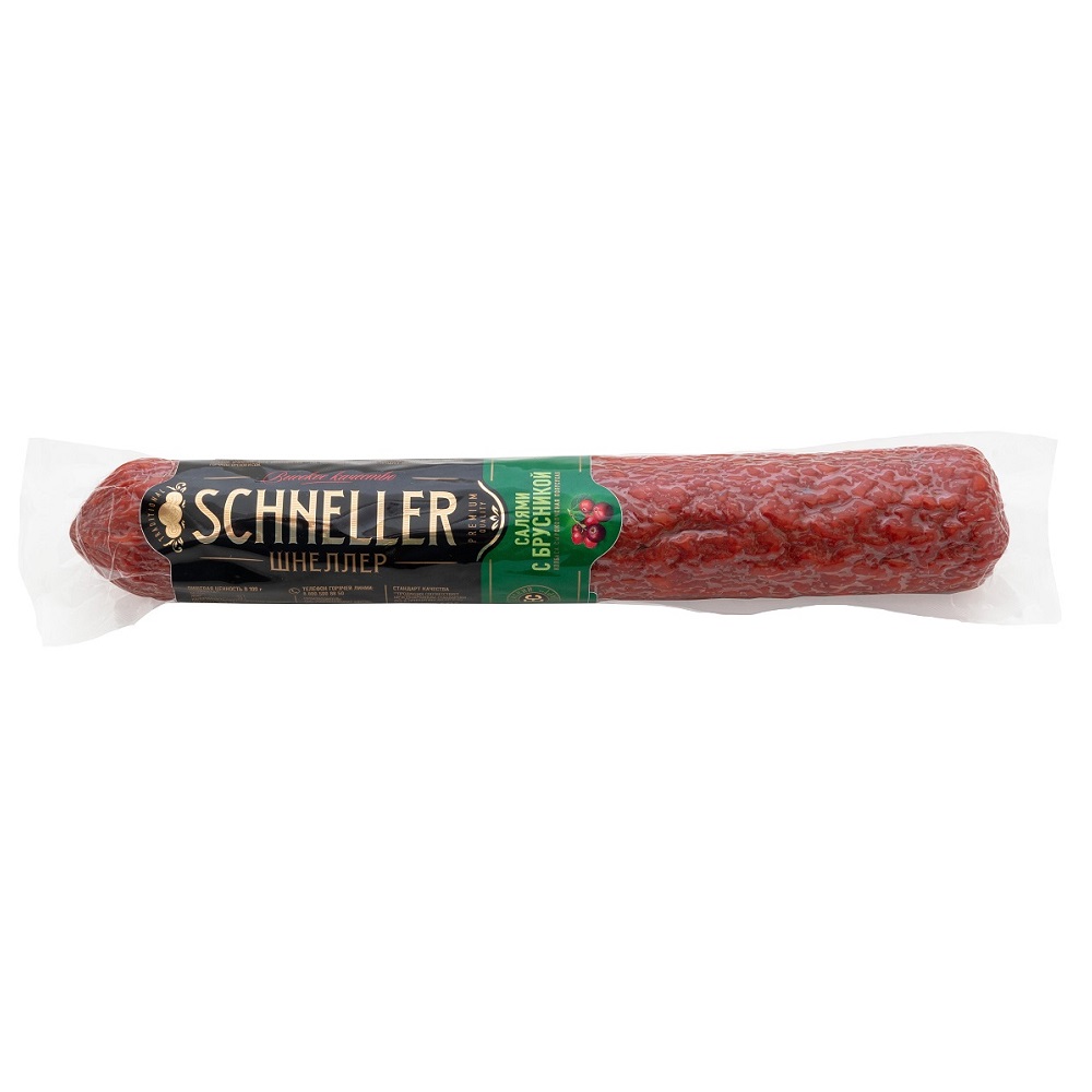 

Колбаса Schneller Салями с брусникой сырокопченая +-300 г