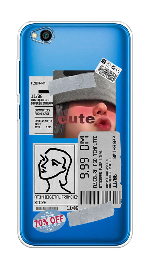 

Чехол на Xiaomi Redmi Go "Cute girl collage", Розовый;серый;голубой, 35150-6