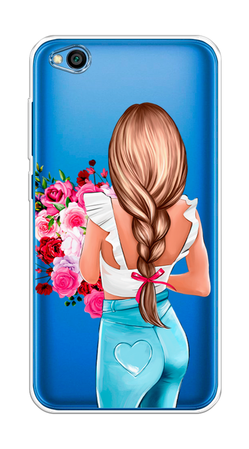 

Чехол на Xiaomi Redmi Go "Девушка с цветами", Коричневый;розовый;голубой, 35150-6