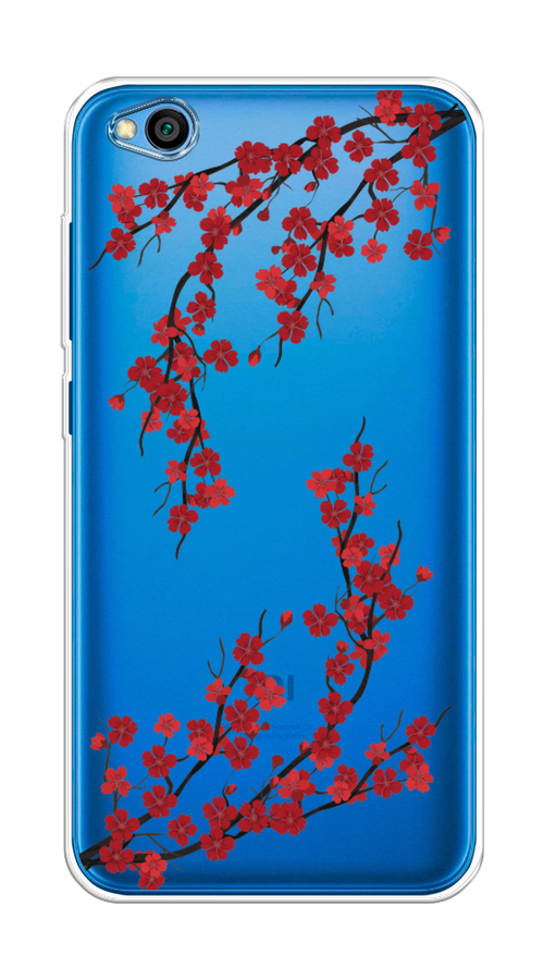 

Чехол на Xiaomi Redmi Go "Красная сакура", Красный;черный, 35150-2