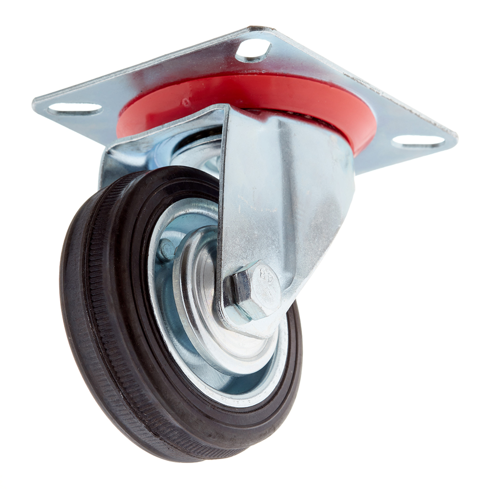 

Опора колесная поворотная сталь/резина на площадке 80 мм черная (1 шт.), Черный