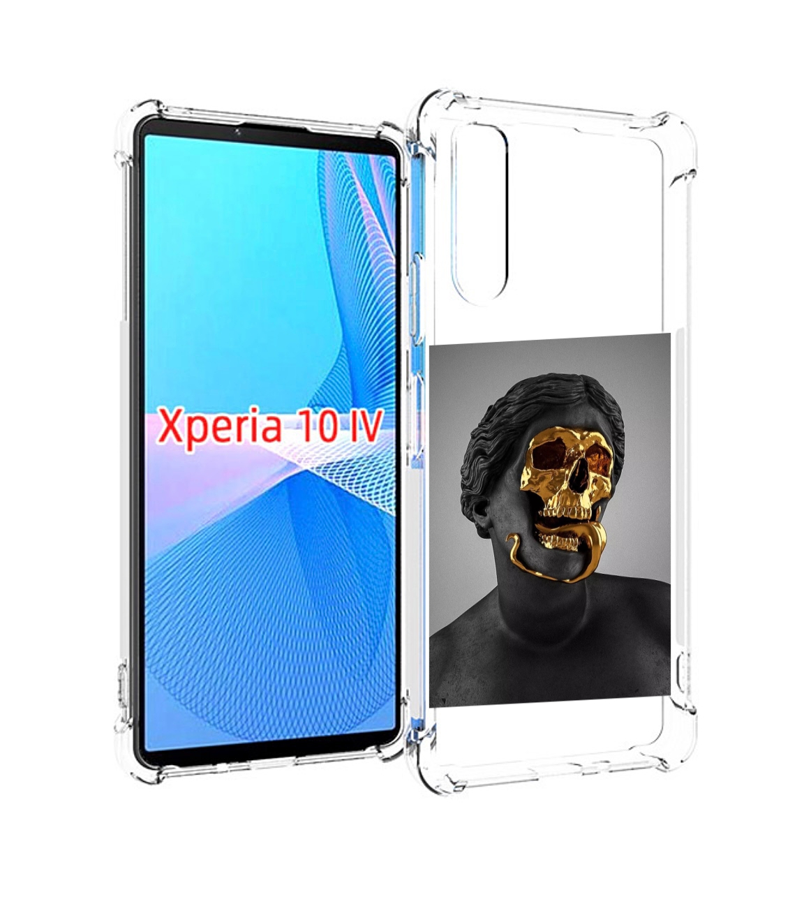 

Чехол MyPads золотой череп в статуе для Sony Xperia 10 IV (10-4), Прозрачный, Tocco