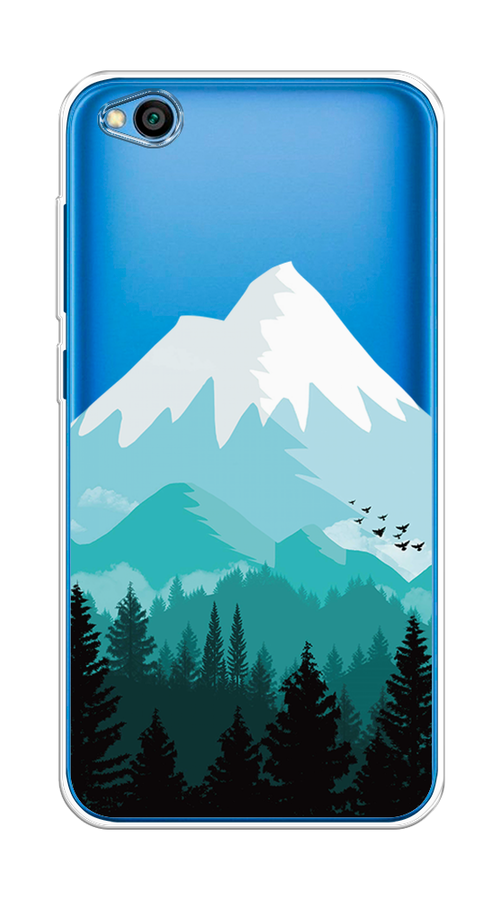 

Чехол на Xiaomi Redmi Go "Синяя снежная гора", Белый;голубой, 35150-2