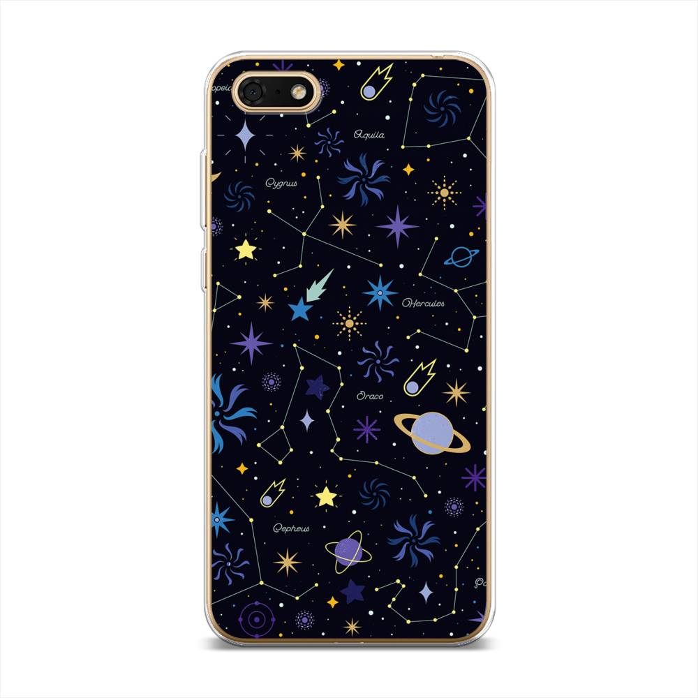 

Чехол на Huawei Honor 7A "Цветной космос", Желтый, 65950-2