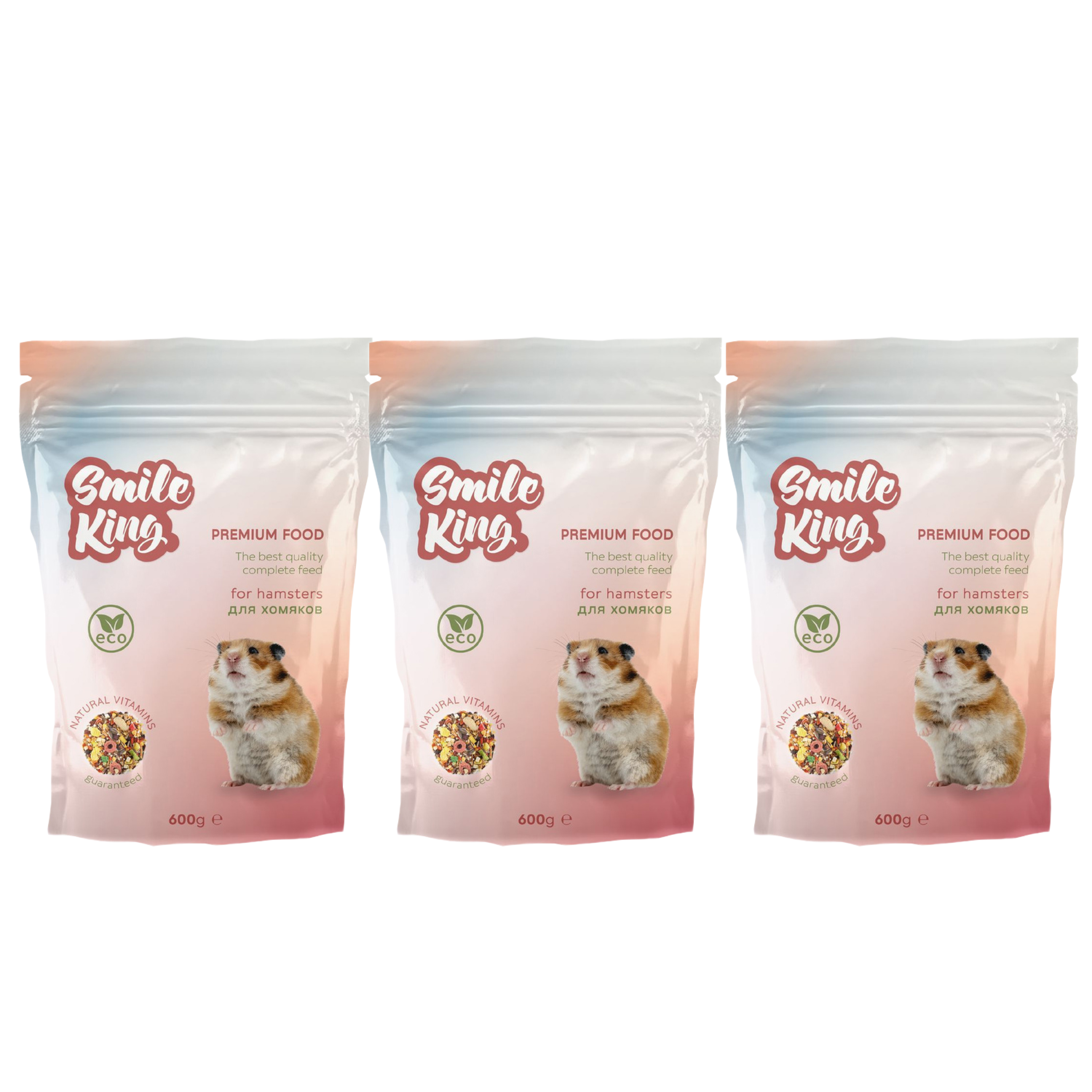

Корм для хомяка премиум Smile King Беларусь, 3 упак по 600г.