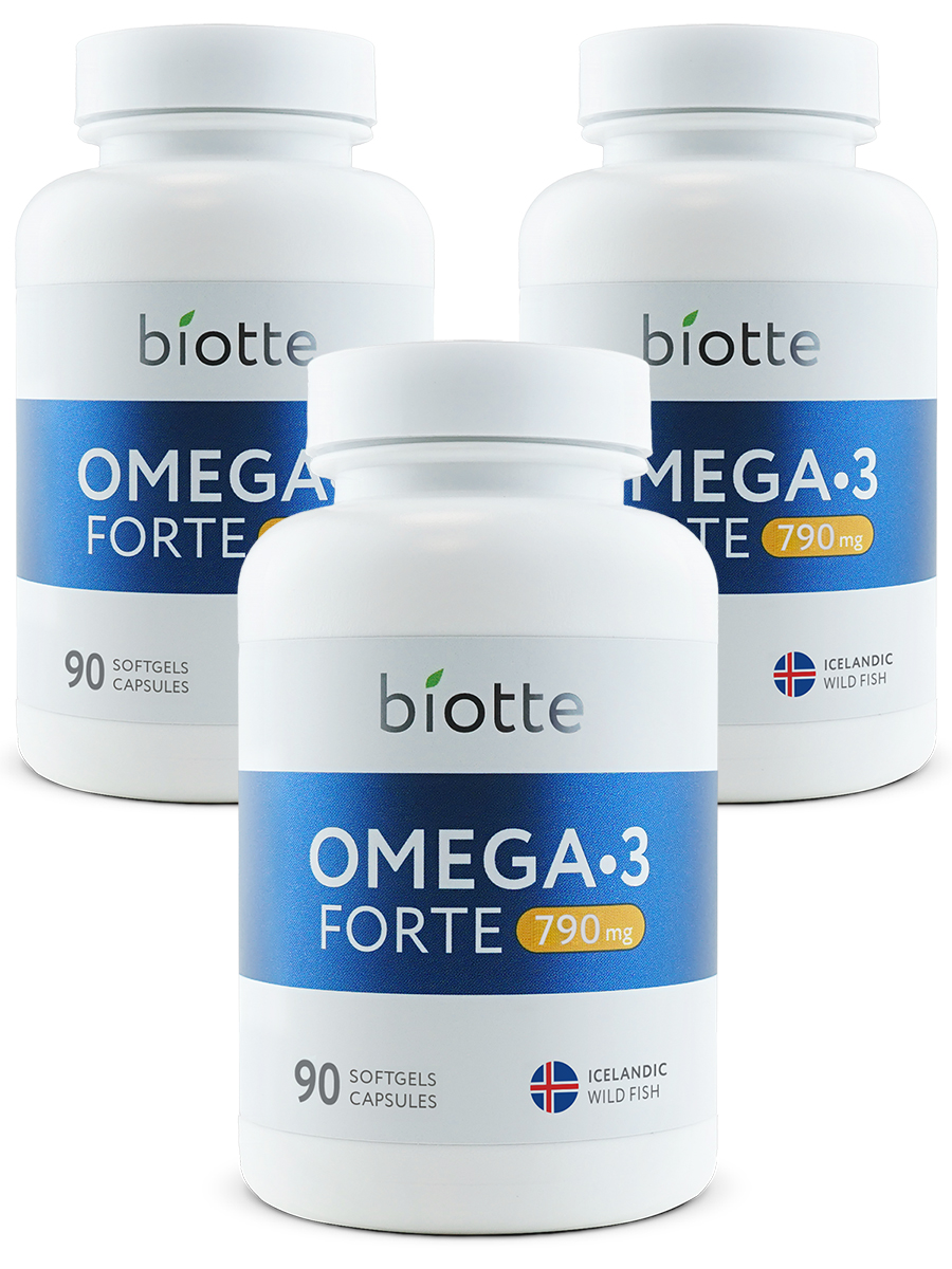Купить Омега-3 Форте 790 мг, Омега 3 Форте рыбий жир из Исландии Biotte капсулы 790 мг 270 шт.