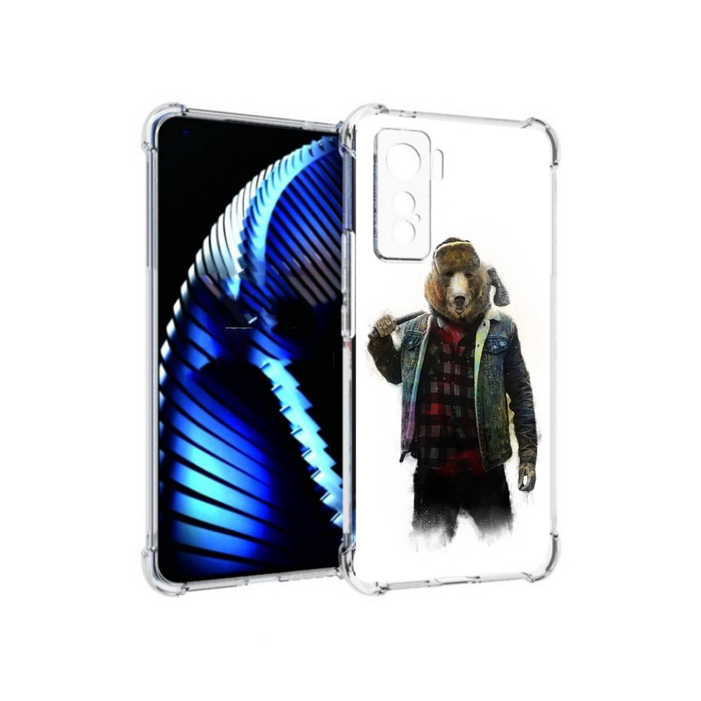 

Чехол MyPads Tocco для Vivo iQOO 5 медведь с топором, Прозрачный, Tocco