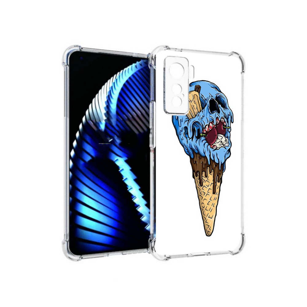 

Чехол MyPads Tocco для Vivo iQOO 5 мороженное череп, Прозрачный, Tocco