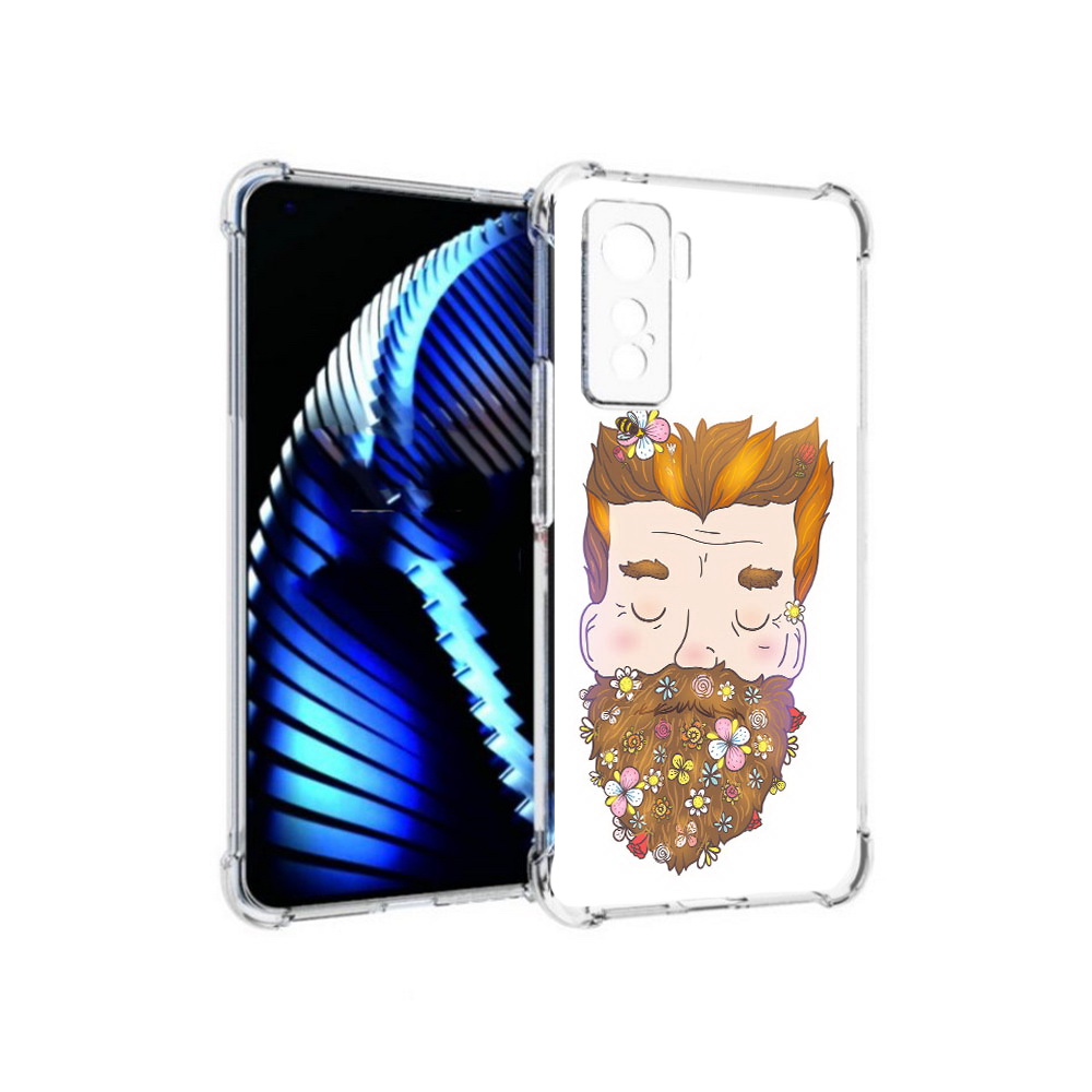 

Чехол MyPads Tocco для Vivo iQOO 5 мужчина с цветами в бороде, Прозрачный, Tocco