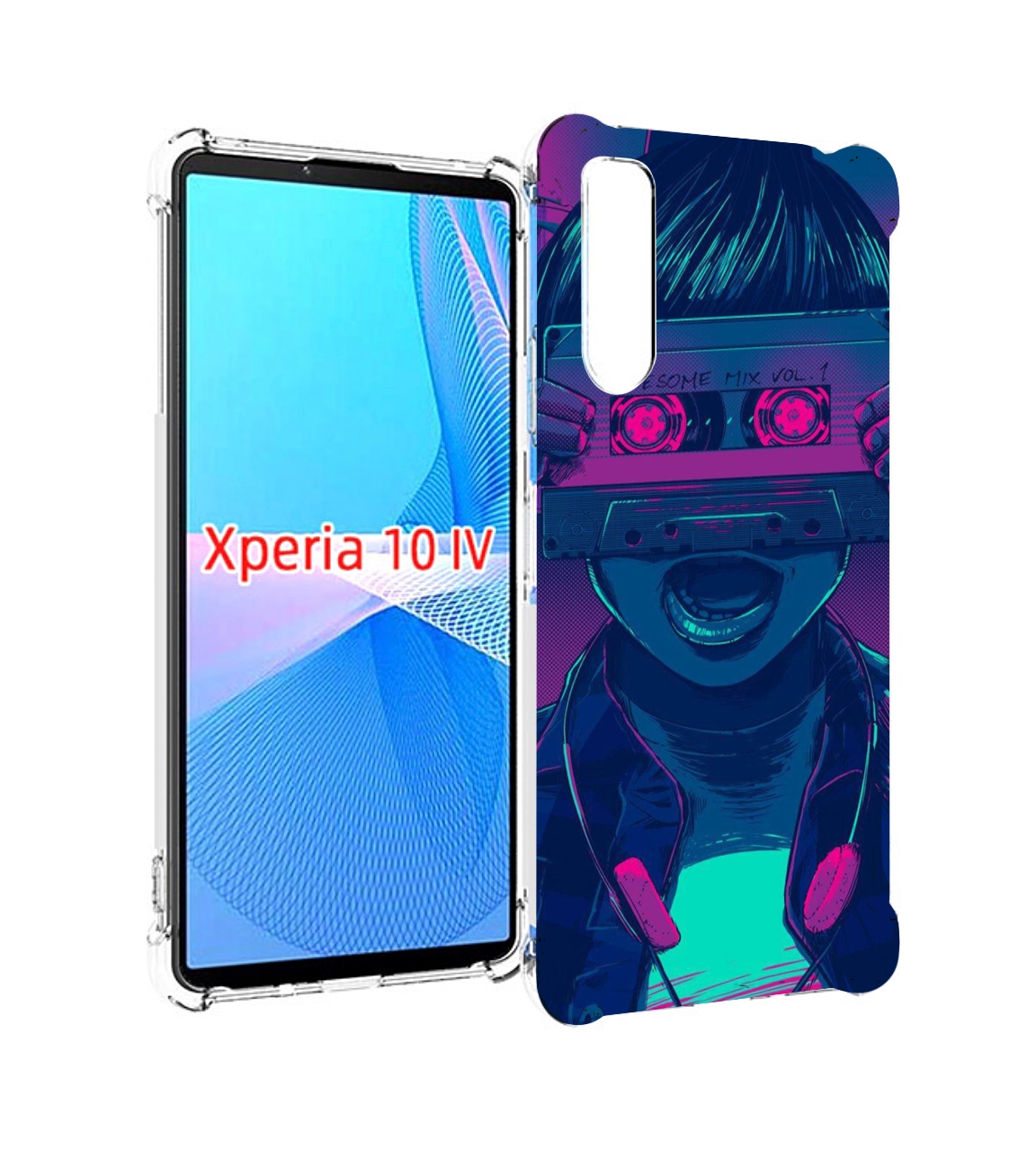 

Чехол MyPads киберпанк с кассетой для Sony Xperia 10 IV (10-4), Прозрачный, Tocco