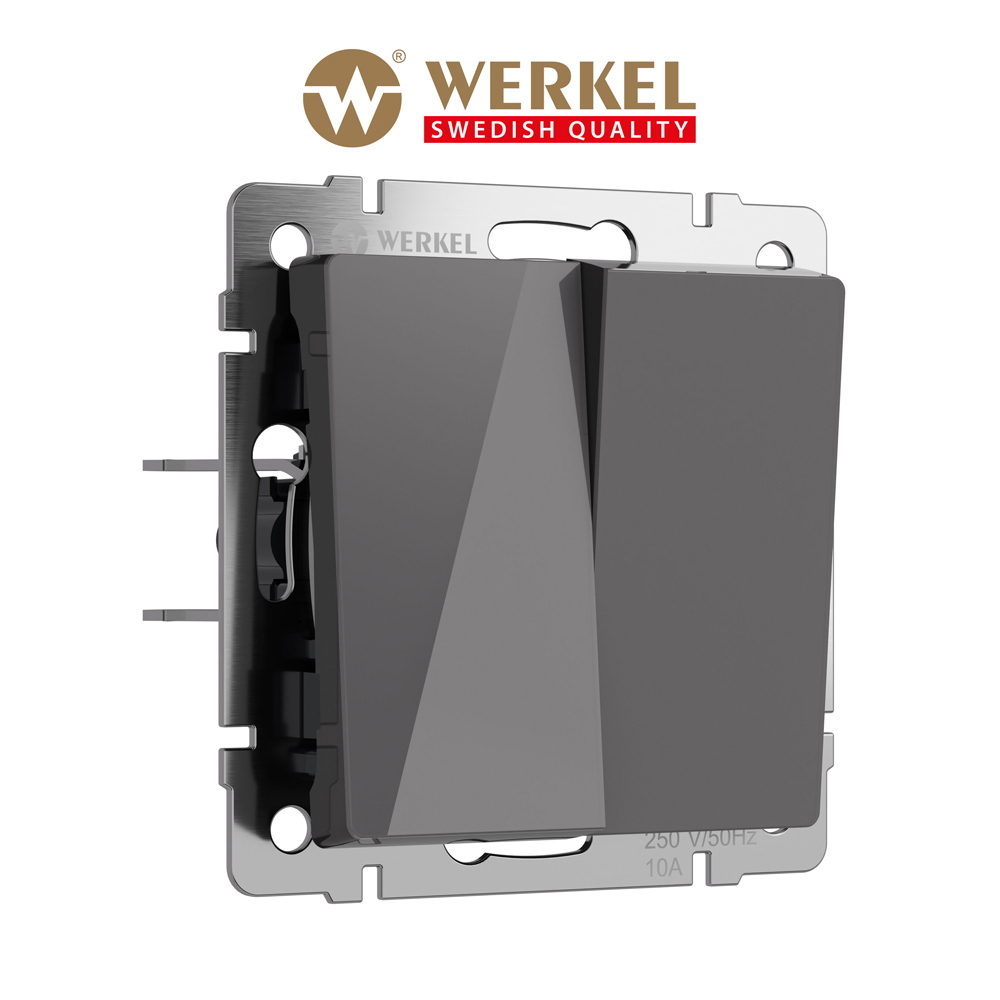 

Встраиваемый перекрестный двухклавишный выключатель Werkel W1123044 10А акрил графит, Серый, Выключатель двухклавишный перекрестный