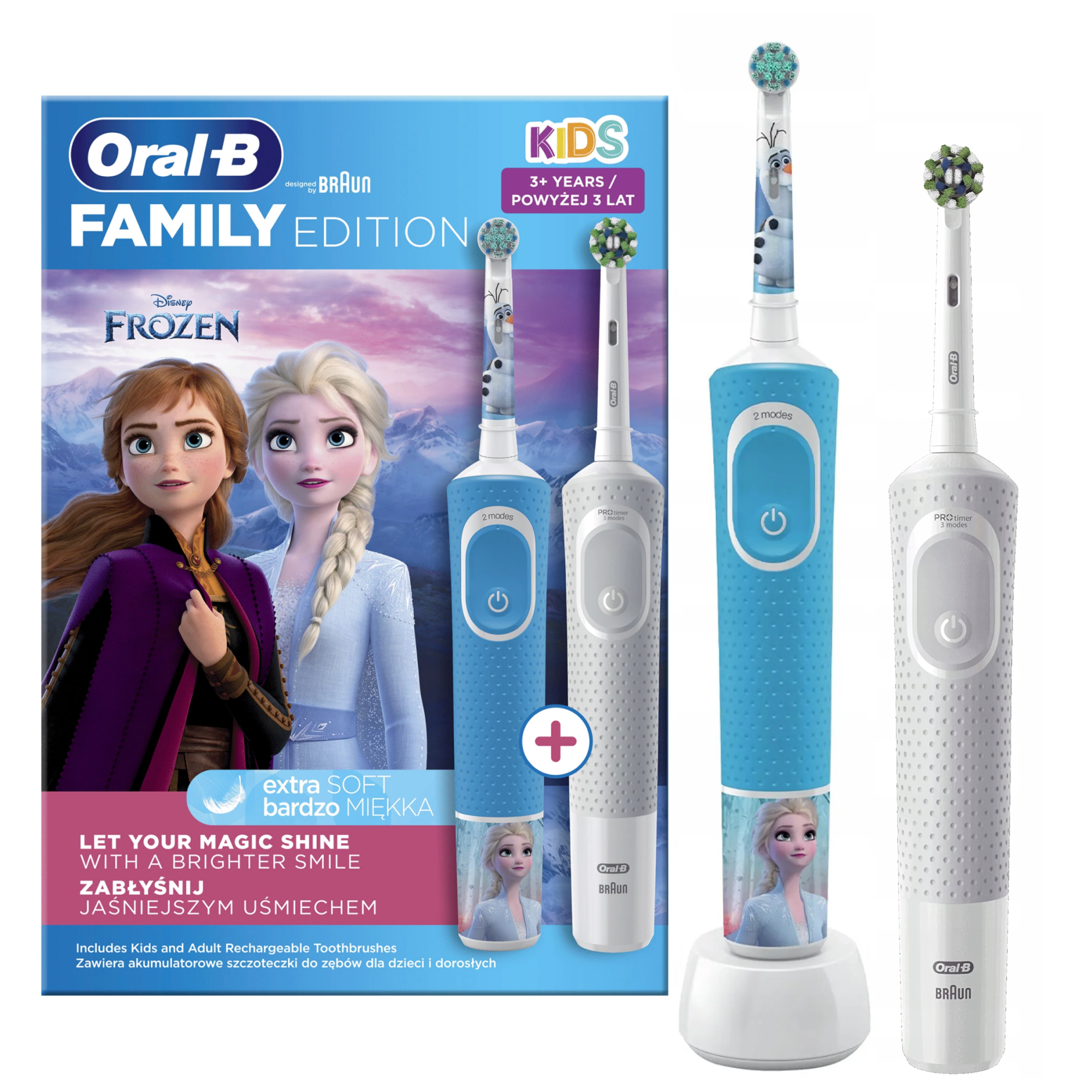 Электрическая зубная щетка Oral-B Family Edition White + Kids Frozen белый, голубой cooler master v850 gold v2 white edition mpy 850v agbag