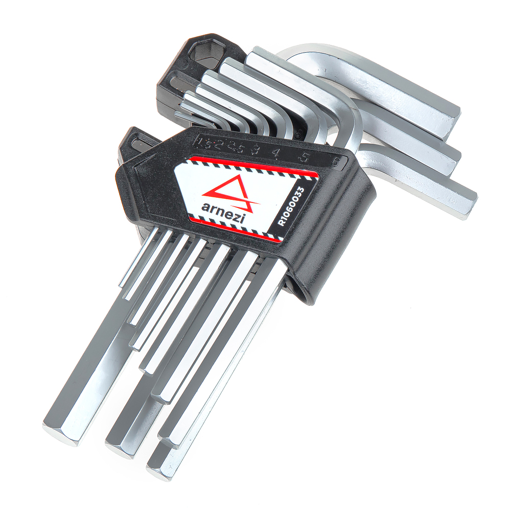 Набор имбусовых ключей HEX (шестигранников) 10пр короткие с магнитайзером R1060033