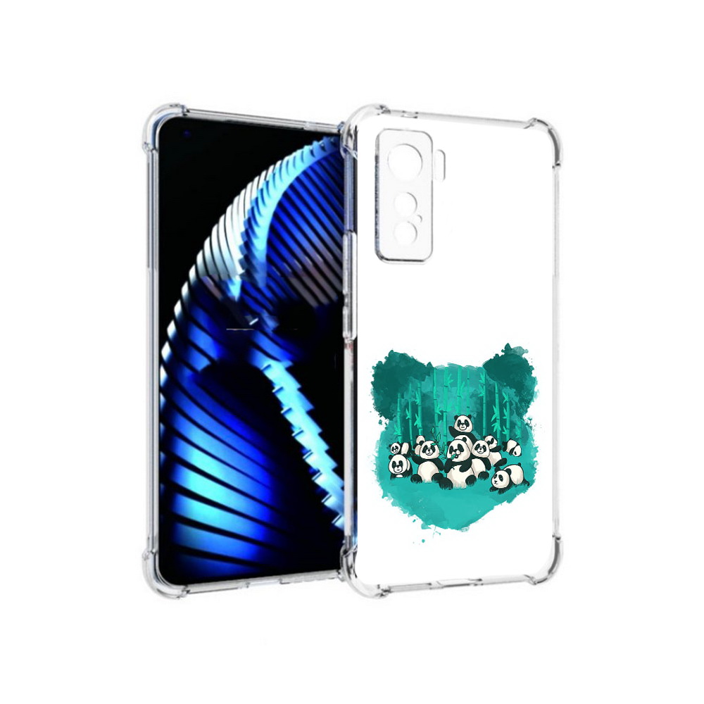

Чехол MyPads Tocco для Vivo iQOO 5 нарисованные панды, Прозрачный, Tocco