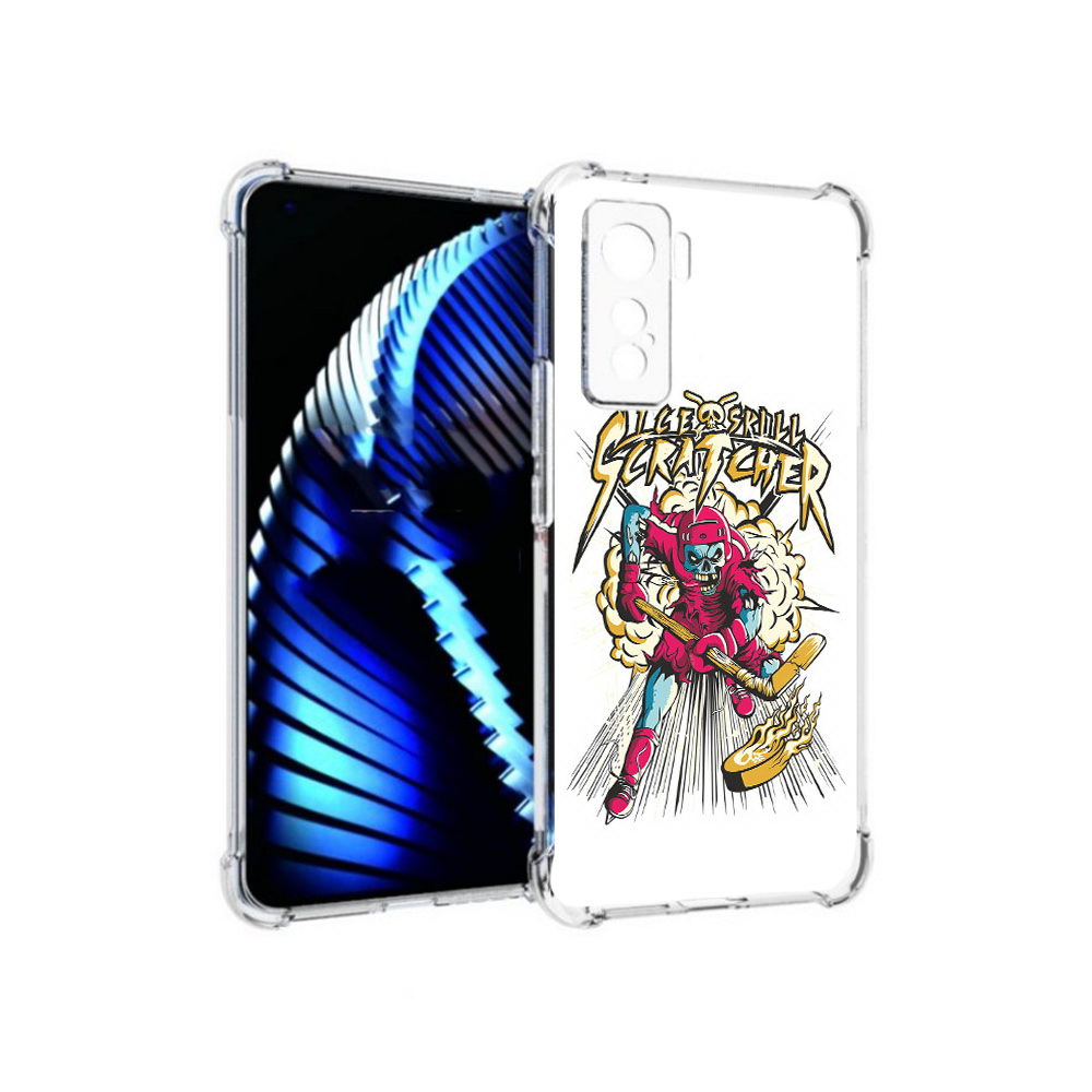 

Чехол MyPads Tocco для Vivo iQOO 5 нарисованный скелет хоккеист, Прозрачный, Tocco