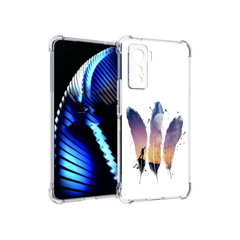 

Чехол MyPads Tocco для Vivo iQOO 5 небесные перья, Прозрачный, Tocco