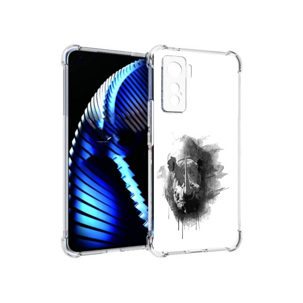 

Чехол MyPads Tocco для Vivo iQOO 5 носорог, Прозрачный, Tocco