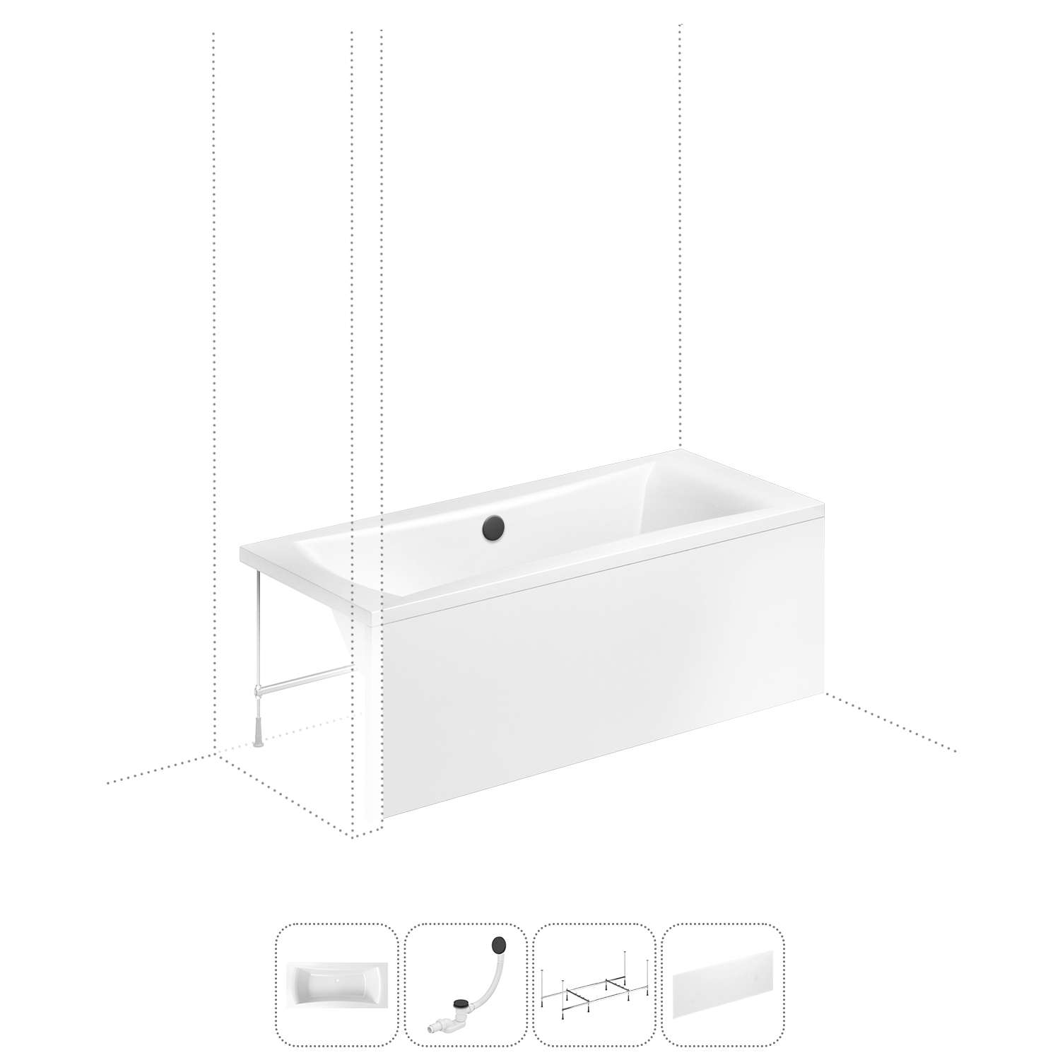 

Акриловая ванна 200x90 см Lavinia Boho Evan 202011203 в наборе 4 в 1, Белый, bath_LB_sifon.Evan.4v1