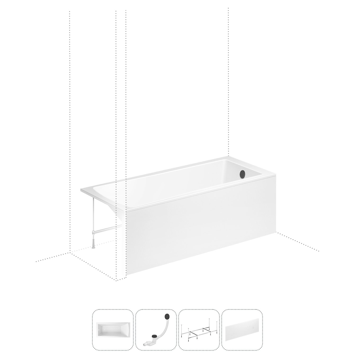 

Акриловая ванна 170x70 см Lavinia Boho One 202011207 в наборе 4 в 1, Белый, bath_LB_sifon.One.4v1