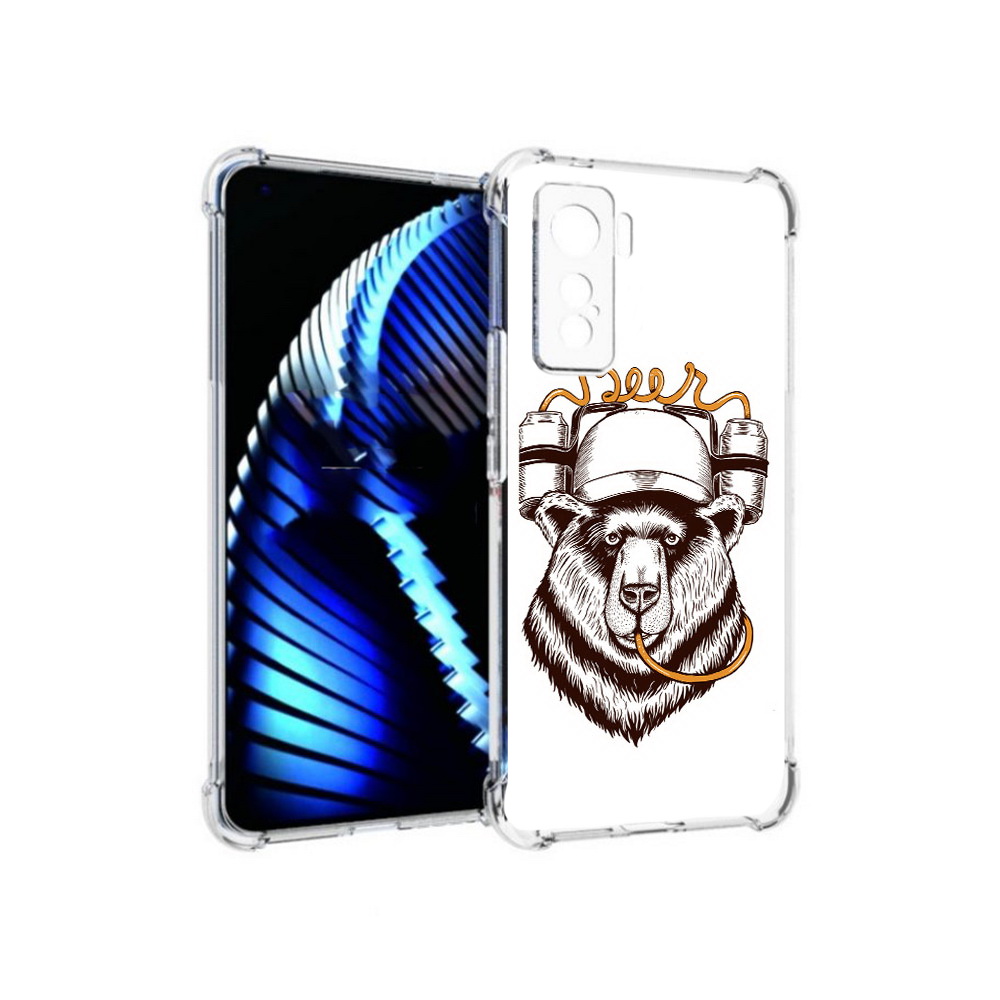 

Чехол MyPads Tocco для Vivo iQOO 5 пивной медведь, Прозрачный, Tocco