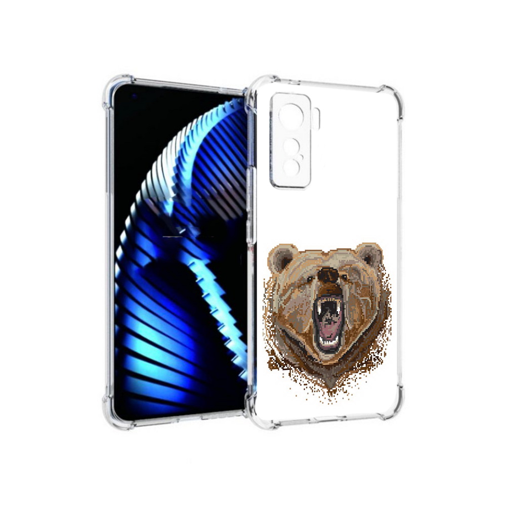 

Чехол MyPads Tocco для Vivo iQOO 5 пиксельный медведь, Прозрачный, Tocco