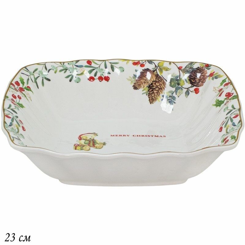 

Салатник квадратный Lenardi Новый Год 23x5.5см, фарфор