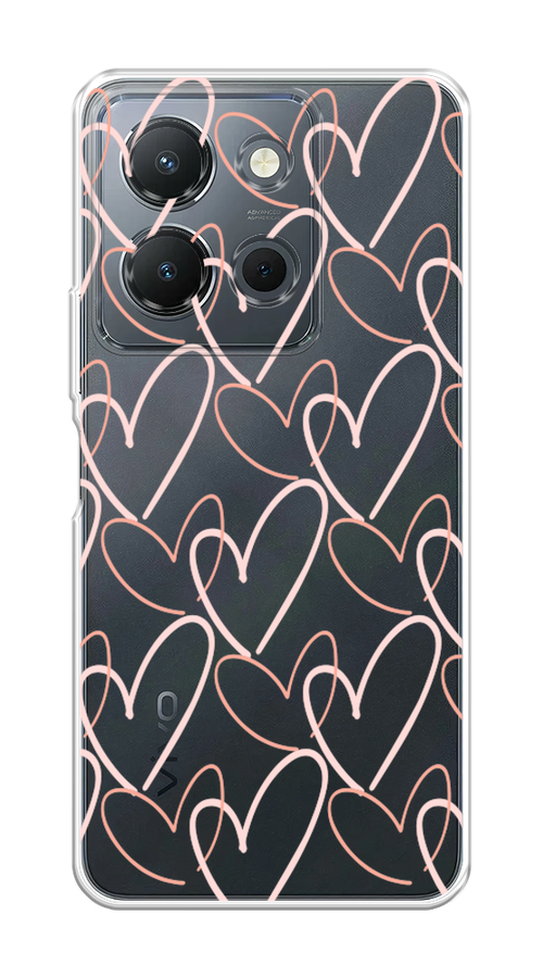 

Чехол на Vivo Y36 4G "Узор из сердечек", Розовый;бежевый, 269250-1