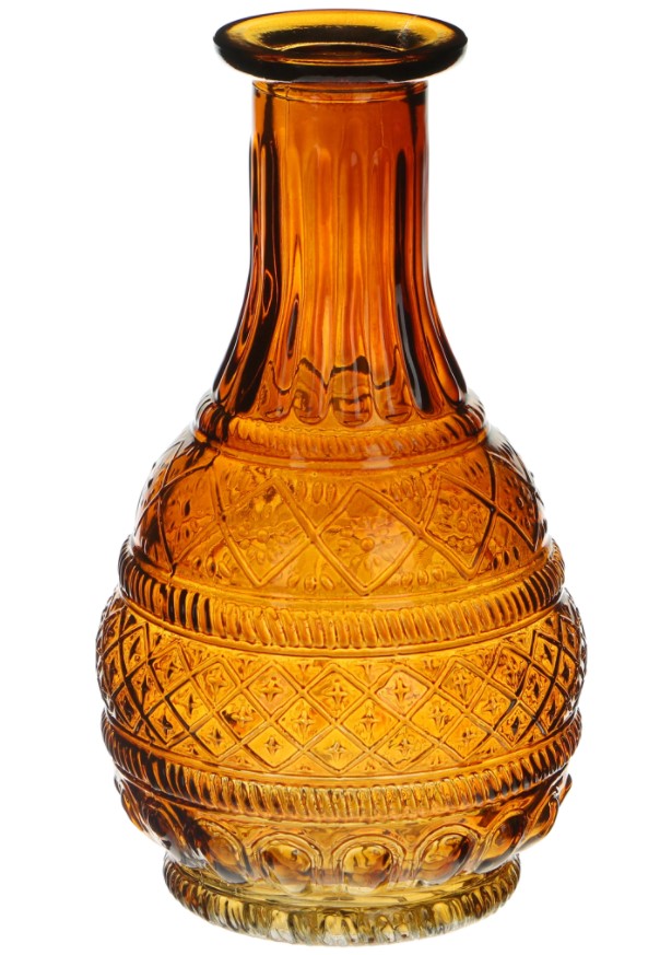 фото Ваза hakbijl glass bottle pattern янтарная 10 х 10 х 18 см