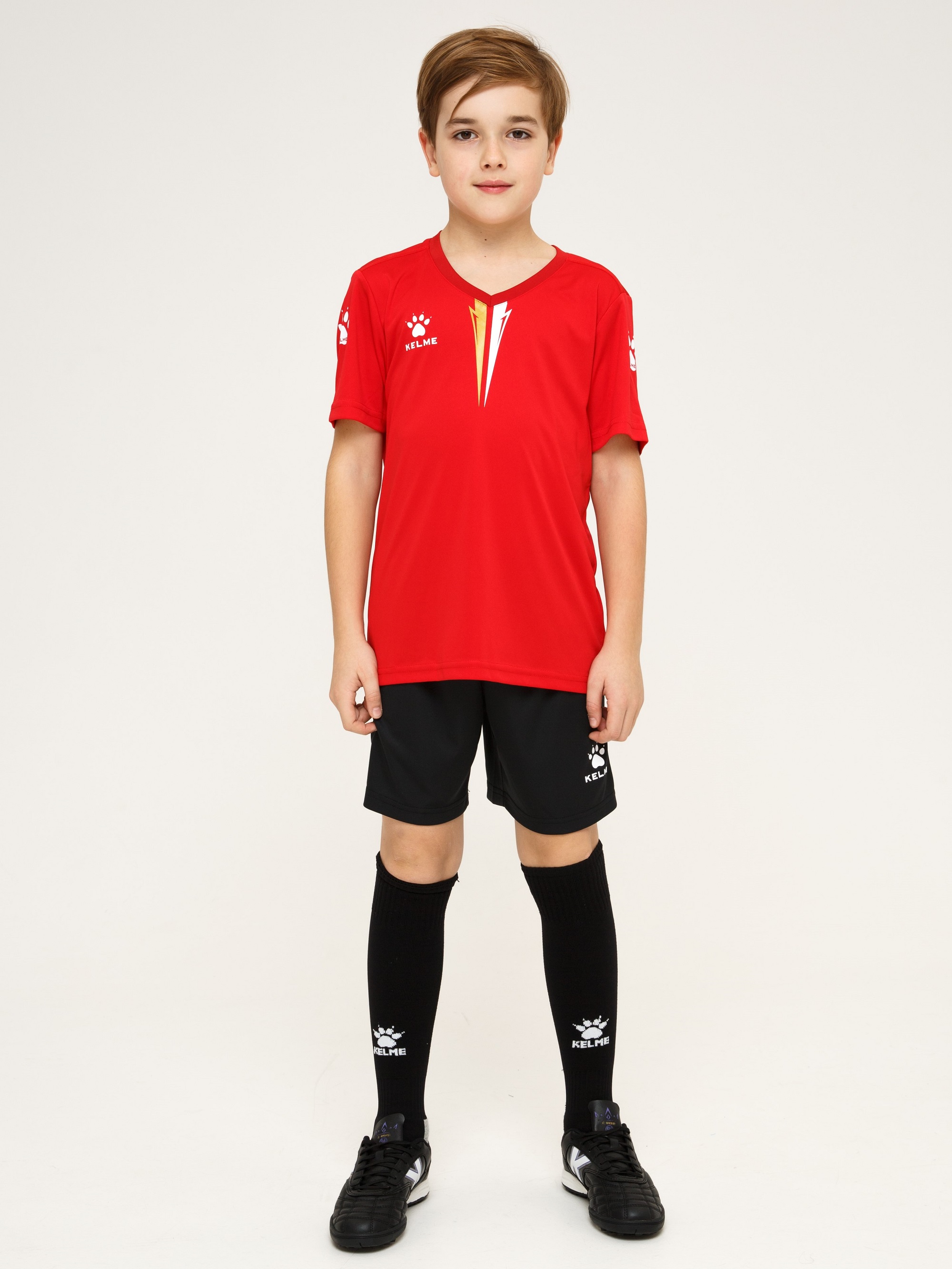 фото Костюм спортивный для мальчиков kelme short sleeve football set kid цв. красный р. 128