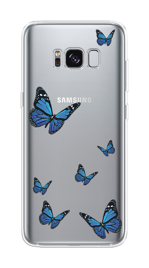 

Чехол на Samsung Galaxy S8 "Blue butterflies", Синий;черный, 24750-1
