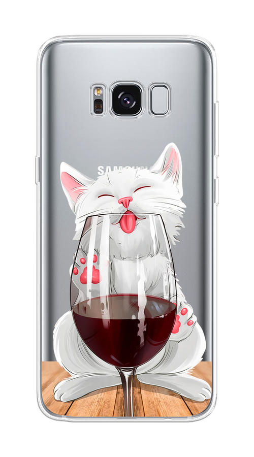 

Чехол на Samsung Galaxy S8 "Кот с бокалом", Прозрачный;белый;красный, 24750-1