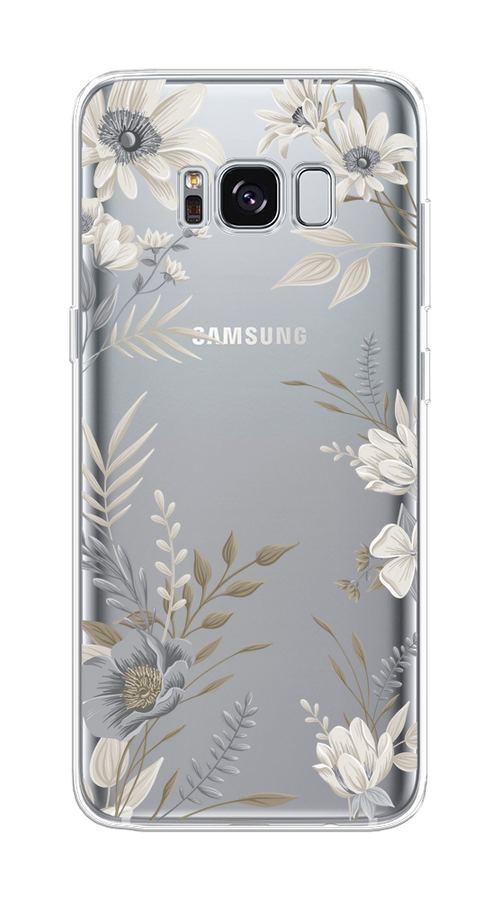 

Чехол на Samsung Galaxy S8 "Цветы сепия", Серый;прозрачный;зеленый;белый, 24750-1