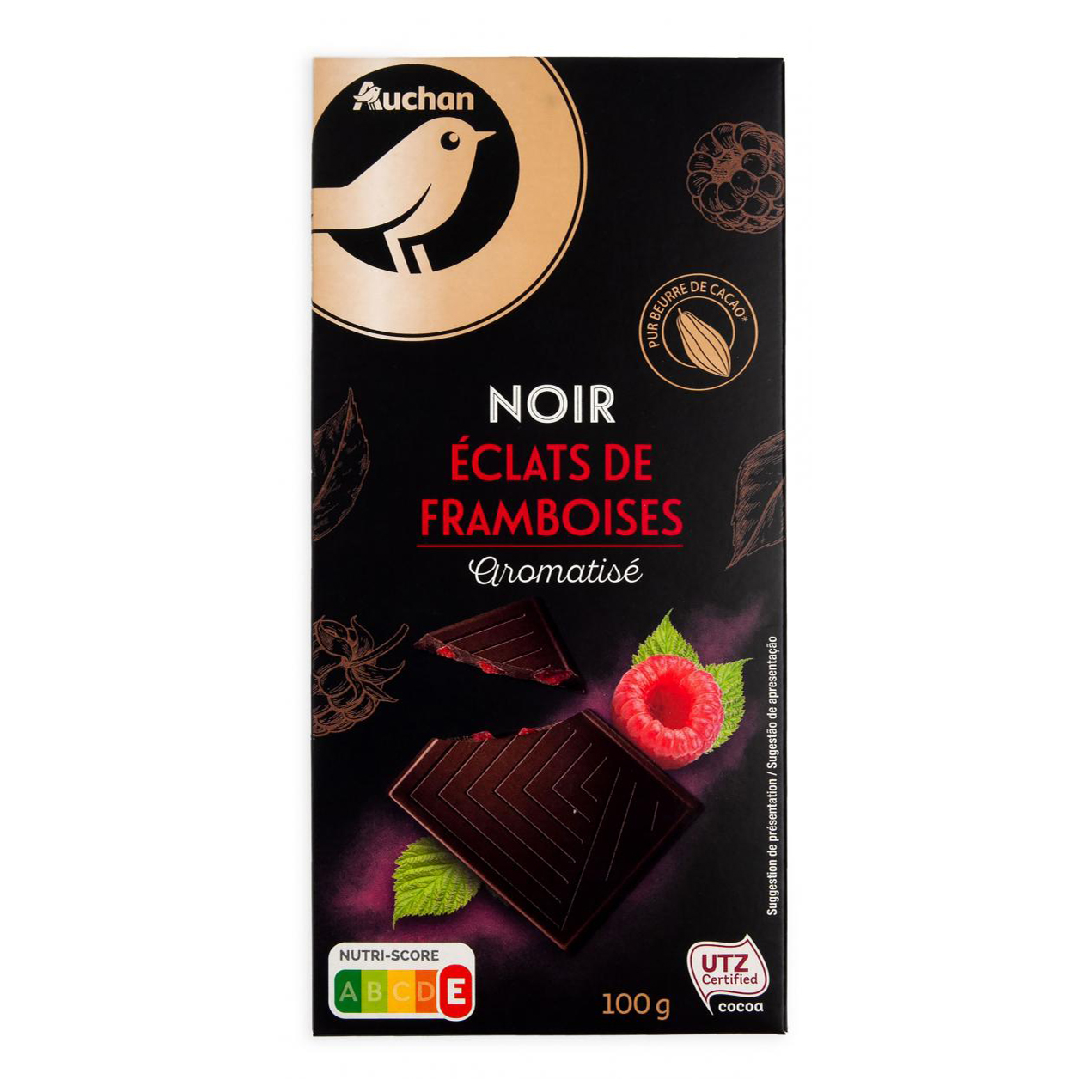 

Шоколад АШАН Золотая птица Noir Eclats de Framboises горький 100 г